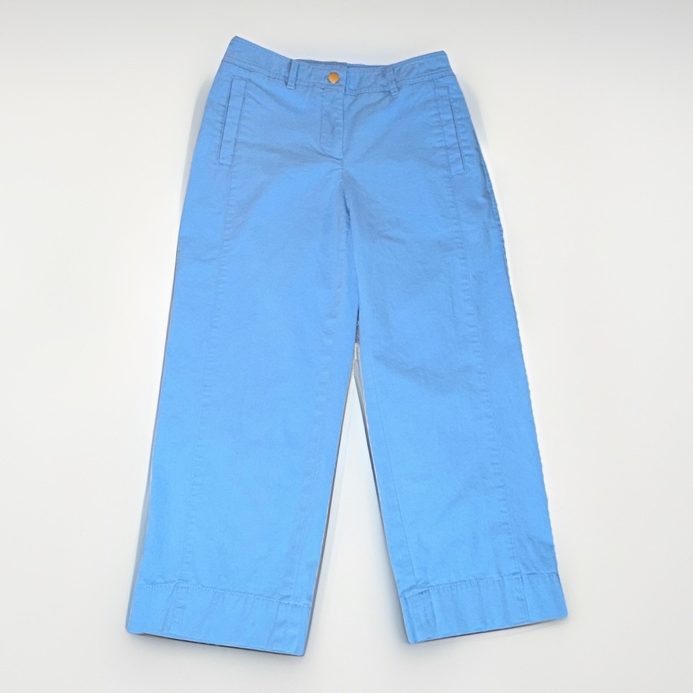 Talbots Woman's Capri Pants Size 2 Petite Blue Wide Leg Stretch Pedal Pusher